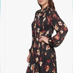 DKNY Pink Bishop Sleeve V-Neck Sundress